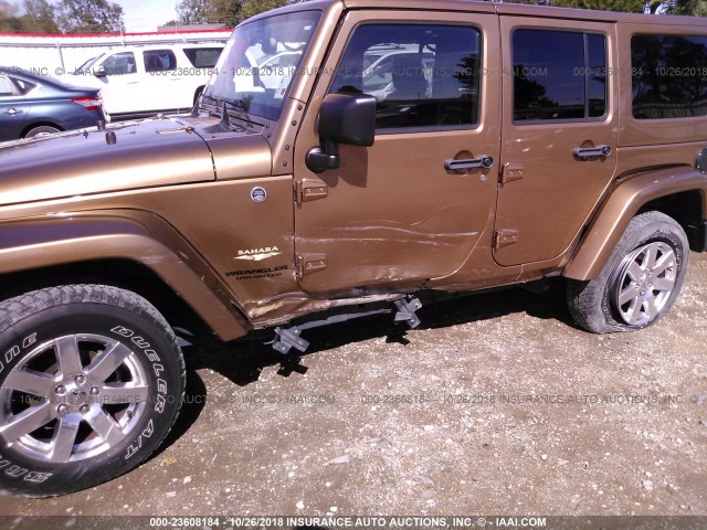 1C4BJWEG5FL612345 - 2015 JEEP WRANGLER UNLIMITE SAHARA BROWN photo 6