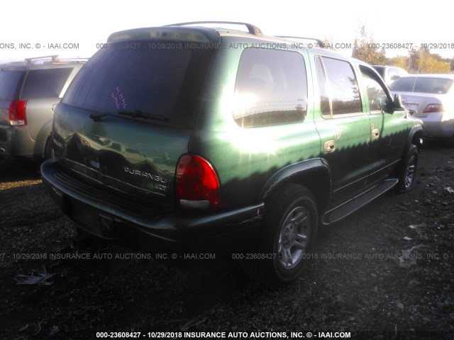 1D4HS48N23F516692 - 2003 DODGE DURANGO SLT GREEN photo 4