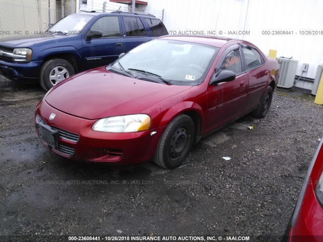 1B3EL46R42N266770 - 2002 DODGE STRATUS SE PLUS RED photo 2