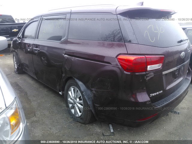 KNDMB5C19G6102370 - 2016 KIA SEDONA LX BURGUNDY photo 3