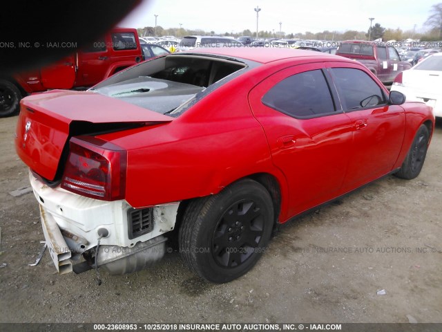 2B3KA43R77H783056 - 2007 DODGE CHARGER SE/SXT RED photo 4