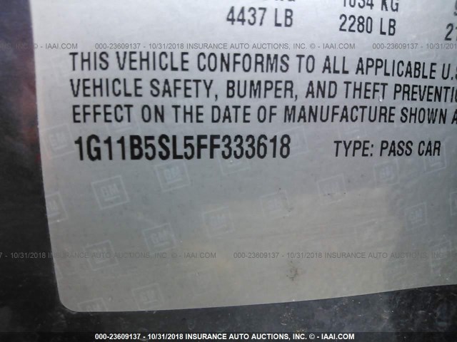 1G11B5SL5FF333618 - 2015 CHEVROLET MALIBU LS Көк фото 9