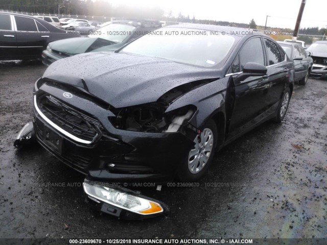 3FA6P0G73ER110398 - 2014 FORD FUSION S BLACK photo 2