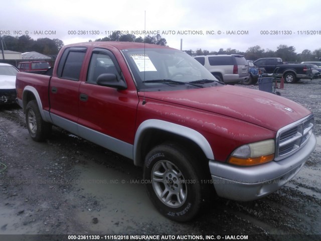 1D7HL48N64S509026 - 2004 DODGE DAKOTA QUAD SLT RED photo 1