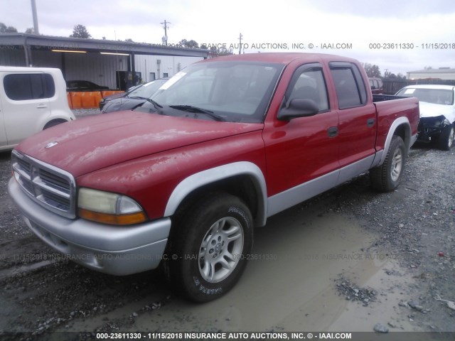 1D7HL48N64S509026 - 2004 DODGE DAKOTA QUAD SLT RED photo 2