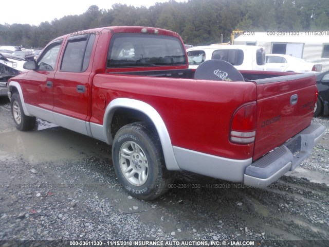 1D7HL48N64S509026 - 2004 DODGE DAKOTA QUAD SLT RED photo 3