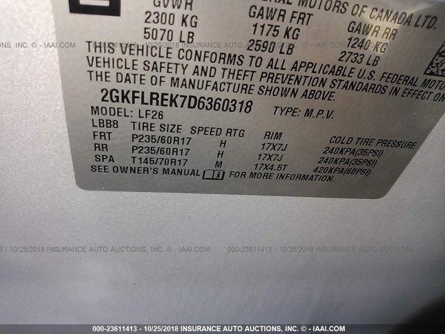 2GKFLREK7D6360318 - 2013 GMC TERRAIN SLE GRAY photo 9