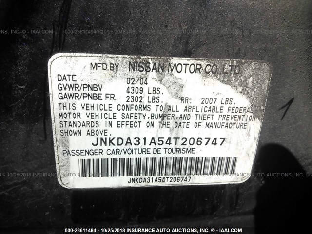 JNKDA31A54T206747 - 2004 INFINITI I35 BLUE photo 9