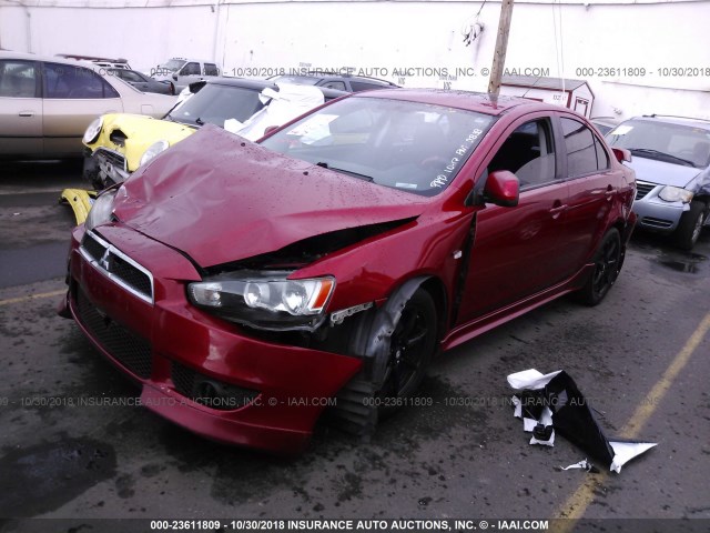 JA3AU86U18U007236 - 2008 MITSUBISHI LANCER GTS RED photo 2