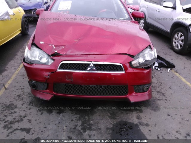 JA3AU86U18U007236 - 2008 MITSUBISHI LANCER GTS RED photo 6