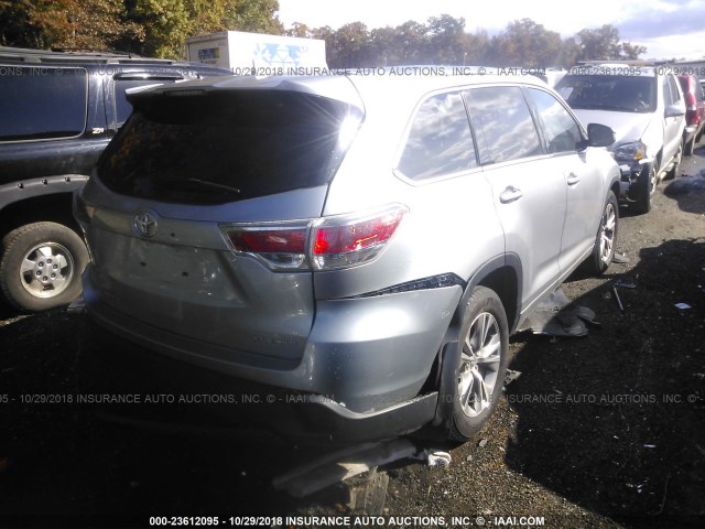 5TDJKRFH0FS131385 - 2015 TOYOTA HIGHLANDER XLE SILVER photo 4