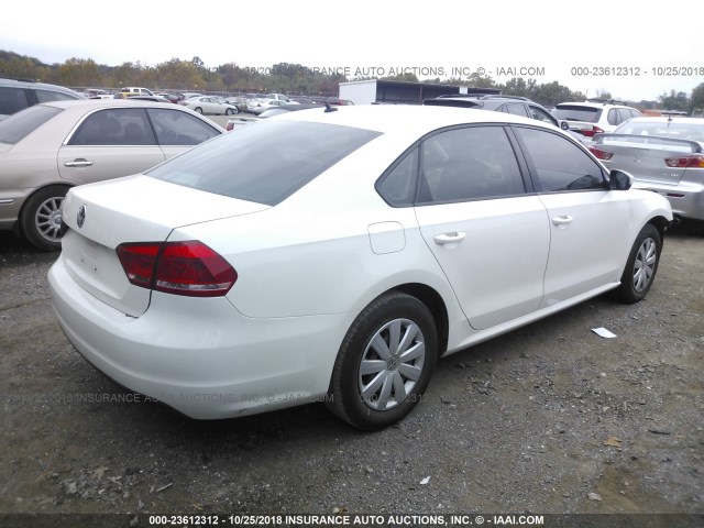 1VWAP7A34DC001249 - 2013 VOLKSWAGEN PASSAT S WHITE photo 4