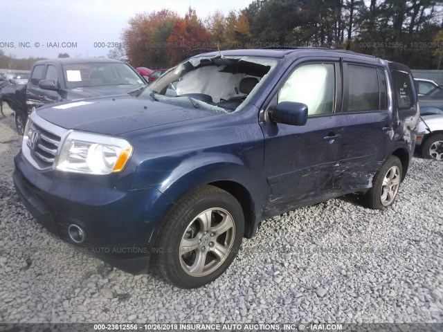 5FNYF4H72EB038641 - 2014 HONDA PILOT EXLN BLUE photo 2