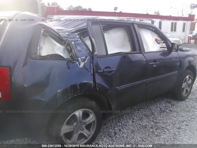 5FNYF4H72EB038641 - 2014 HONDA PILOT EXLN BLUE photo 6