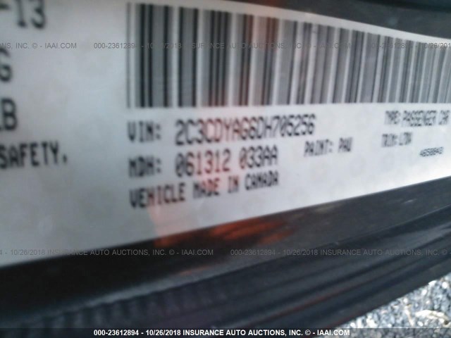 2C3CDYAG6DH705256 - 2013 DODGE CHALLENGER SXT GRAY photo 9