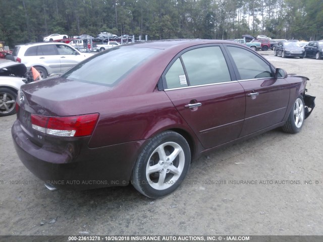 5NPEU46F07H225545 - 2007 HYUNDAI SONATA SE/LIMITED MAROON photo 4