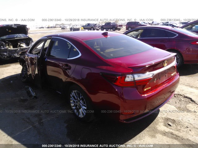 JTHBW1GG2G2121738 - 2016 LEXUS ES 300H RED photo 3