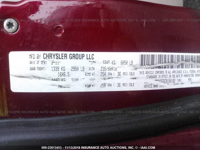 2C4RC1CG2CR150182 - 2012 CHRYSLER TOWN & COUNTRY TOURING L RED photo 9