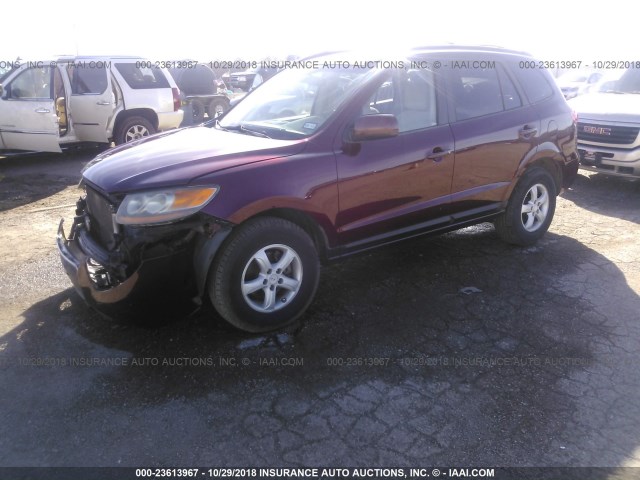 5NMSG13D87H122740 - 2007 HYUNDAI SANTA FE GLS MAROON photo 2