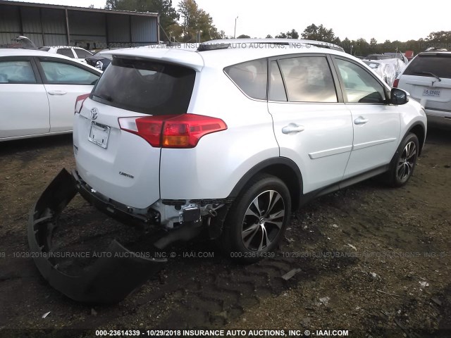 2T3YFREV3FW209408 - 2015 TOYOTA RAV4 LIMITED WHITE photo 4