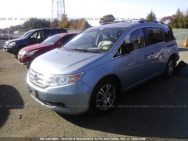 5FNRL5H69DB012112 - 2013 HONDA ODYSSEY EXL BLUE photo 2