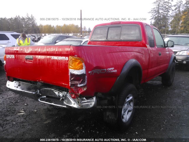 5TESN92N64Z463953 - 2004 TOYOTA TACOMA XTRACAB PRERUNNER RED photo 4