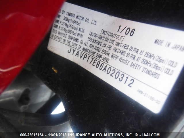 JYAVP17E86A020312 - 2006 YAMAHA XV1700 A BURGUNDY photo 10