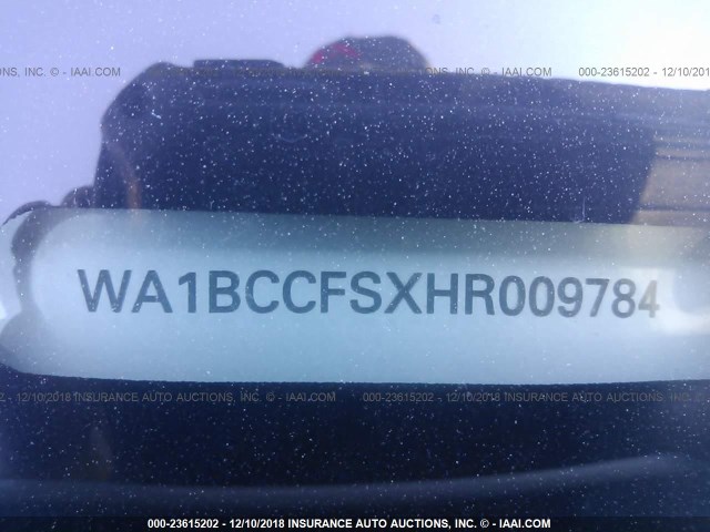 WA1BCCFSXHR009784 - 2017 AUDI Q3 PREMIUM WHITE photo 9