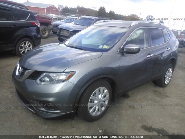 KNMAT2MT8GP603100 - 2016 NISSAN ROGUE S/SL/SV GRAY photo 2