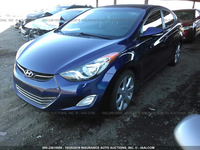 5NPDH4AE4DH298265 - 2013 HYUNDAI ELANTRA GLS/LIMITED BLUE photo 2