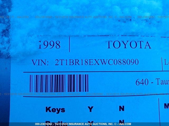 2T1BR18EXWC088090 - 1998 TOYOTA COROLLA VE/CE/LE 红色 照片 9