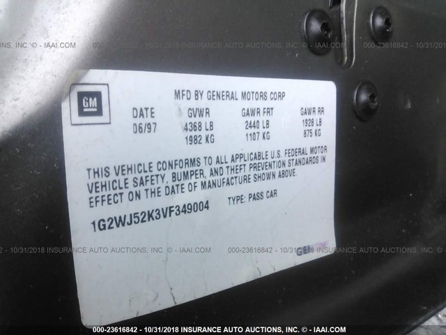 1G2WJ52K3VF349004 - 1997 PONTIAC GRAND PRIX SE 棕色 照片 9