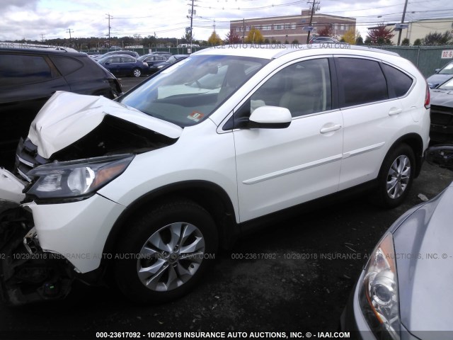 5J6RM4H72DL074975 - 2013 HONDA CR-V EXL WHITE photo 2