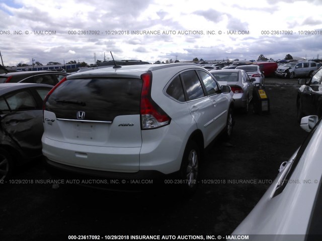 5J6RM4H72DL074975 - 2013 HONDA CR-V EXL WHITE photo 4