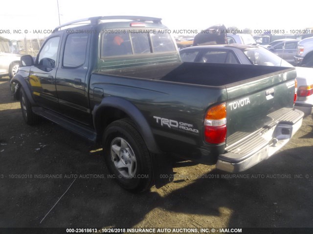 5TEGN92N12Z132863 - 2002 TOYOTA TACOMA DOUBLE CAB PRERUNNER GREEN photo 3