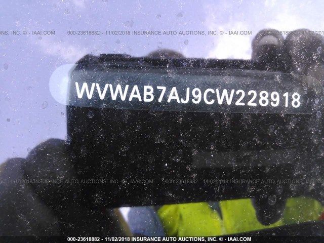 WVWAB7AJ9CW228918 - 2012 VOLKSWAGEN GOLF 黑色 照片 9