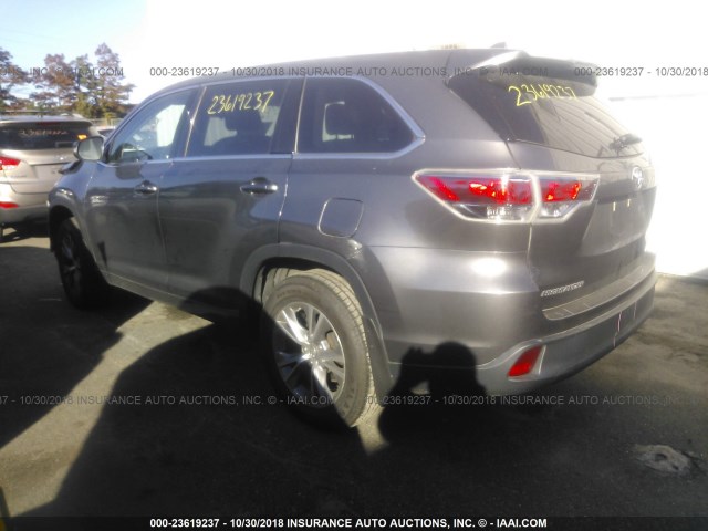 5TDBKRFH3ES063120 - 2014 TOYOTA HIGHLANDER LE/LE PLUS GRAY photo 3