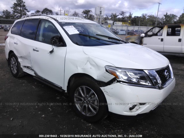 5N1AR2MN2FC686931 - 2015 NISSAN PATHFINDER S/SV/SL/PLATINUM WHITE photo 1