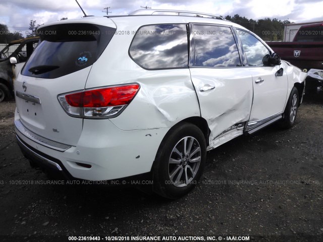 5N1AR2MN2FC686931 - 2015 NISSAN PATHFINDER S/SV/SL/PLATINUM WHITE photo 4