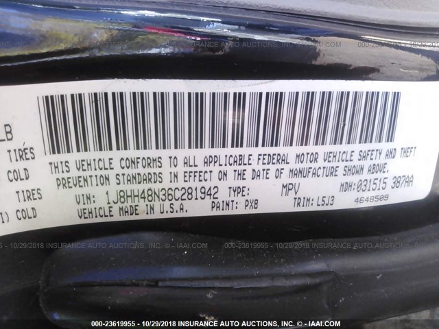 1J8HH48N36C281942 - 2006 JEEP COMMANDER BLACK photo 9