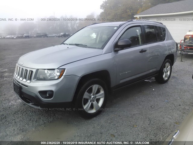 1C4NJDBB4ED885165 - 2014 JEEP COMPASS SPORT SILVER photo 2