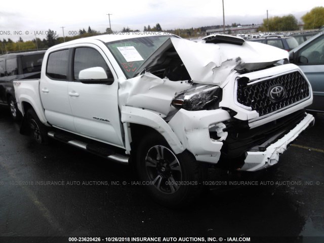 5TFCZ5AN2JX129330 - 2018 TOYOTA TACOMA DBL CAB/SR/TRDSPT/OR/PRO WHITE photo 1