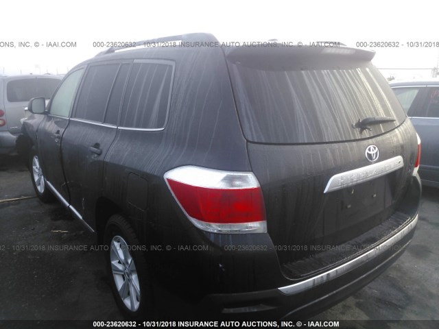 5TDZK3EH3CS083412 - 2012 TOYOTA HIGHLANDER SE BLACK photo 3