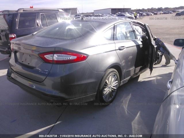 3FA6P0LU6ER230403 - 2014 FORD FUSION SE HYBRID GRAY photo 4