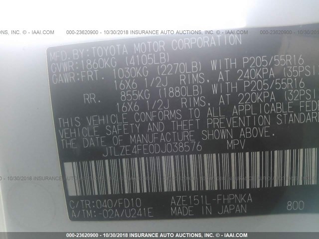 JTLZE4FE0DJ038576 - 2013 TOYOTA SCION XB Ağ foto 9