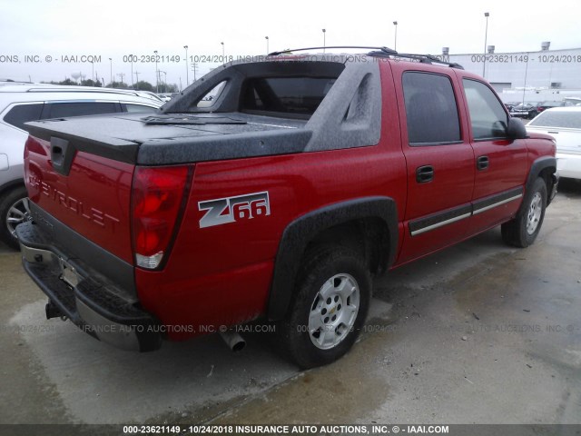 3GNEC12T84G282584 - 2004 CHEVROLET AVALANCHE C1500 RED photo 4