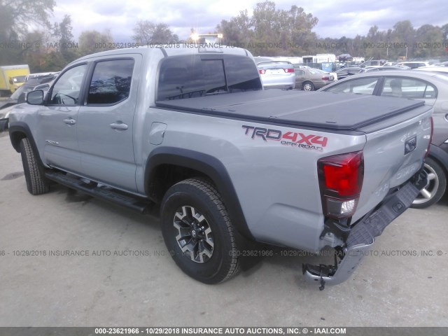 5TFCZ5AN9JX151857 - 2018 TOYOTA TACOMA DBL CAB/SR/TRDSPT/OR/PRO GRAY photo 3