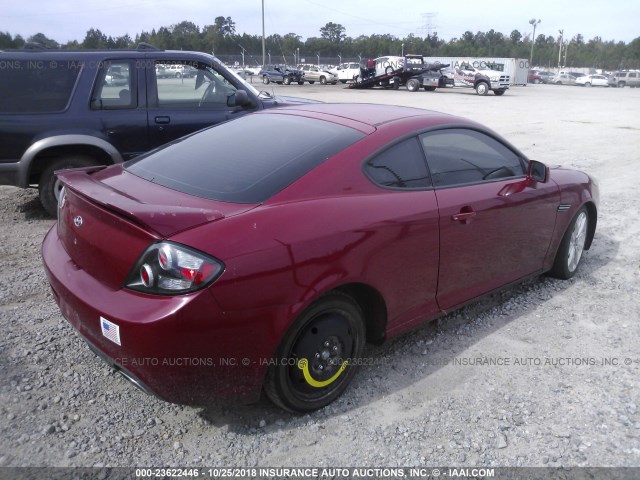 KMHHN66F58U283241 - 2008 HYUNDAI TIBURON GT/SE/GT LIMITED RED photo 4