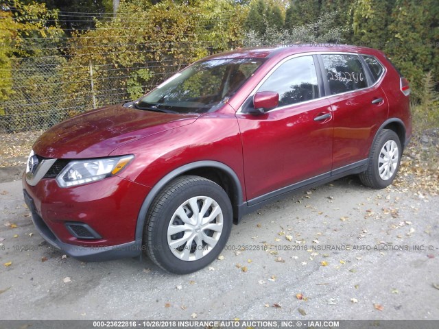 KNMAT2MV2GP664511 - 2016 NISSAN ROGUE S/SL/SV RED photo 2