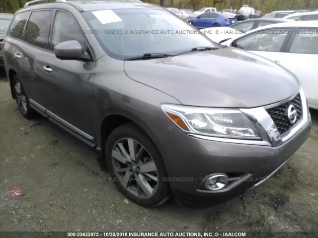 5N1AR2MM7EC602169 - 2014 NISSAN PATHFINDER S/SV/SL/PLATINUM GRAY photo 1